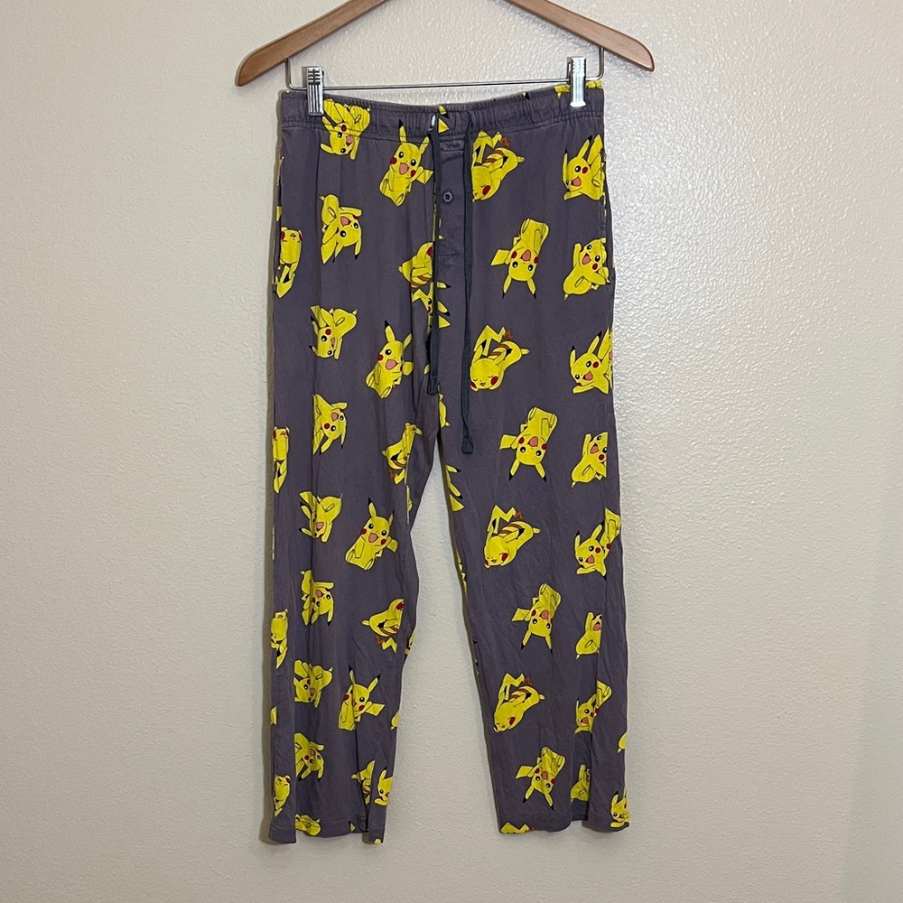Pokemon Yellow Pikachu Design Gray Cotton Lounge Pants